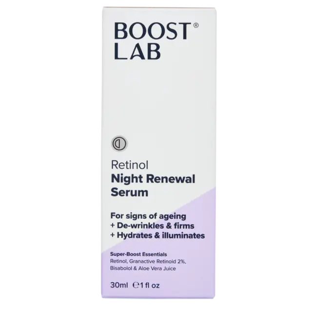 Boost Lab Retinol Night Renewal Serum 30mL Intensely Hydrates Plumps Firms Skins