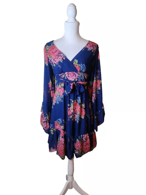 Betsey Johnson Empire Waist Floral Bell Sleeve Dress SZ 10