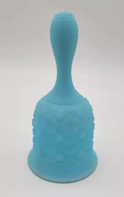 Vintage Fenton Satin Blue Milk Glass Bell in Daisy and Button Pattern