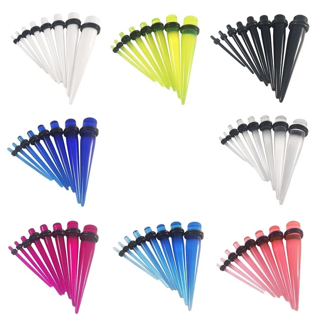 Kit Dilatatori Orecchio In Acrilico - 8 Paia, 6-20 Mm, Nero E Bianco, Per Piercing - Foto 9