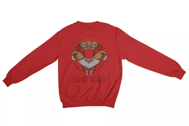 Sudadera Friki SUPER DONUT - Para hombre o mujer. Color Rojo, Algodón y Poliéste 3