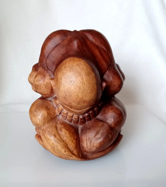 X LARGE HEAVY▪︎8"▪Hand Carved WOOD  WEEPING BUDDHA Monk Man SCULPTURE Indonesia 2