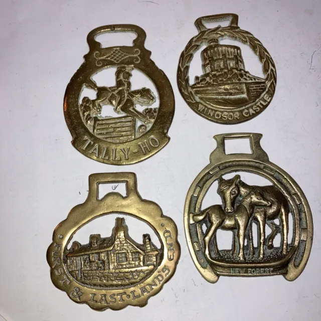 Vintage British Horse Brasses, Windsor Castle ,Tally Ho,New Forest,First & Last