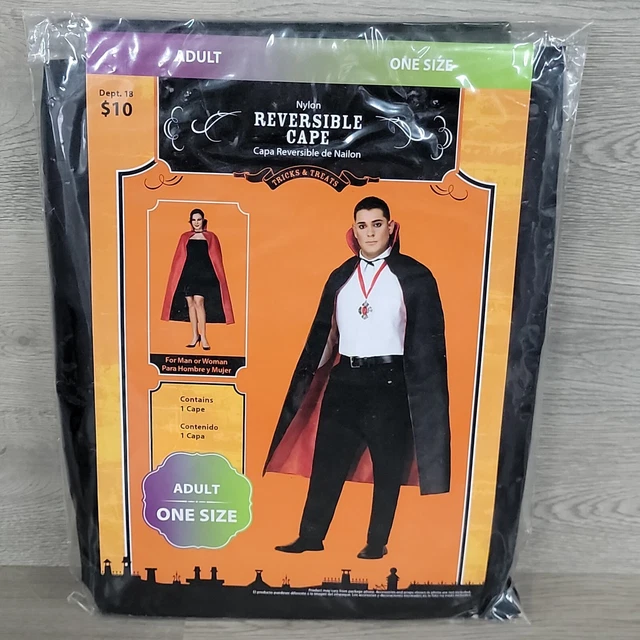 Adult Reversible Cape Costume Black Red Women Men Halloween Dracula Vampire New