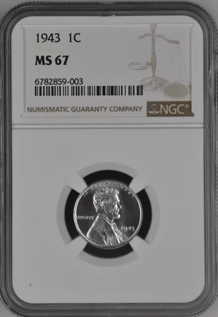 1943 1C  Lincoln Wheat One Cent NGC MS67   6782859-003