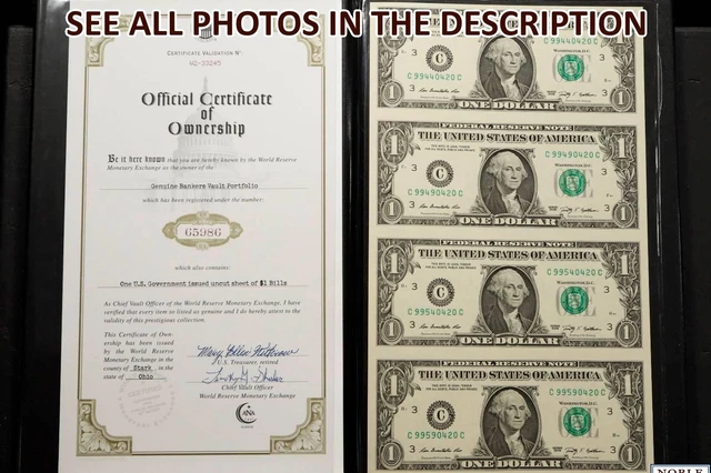 NobleSpirit No Reserve 2009 FRN UnCut Sheet of 4 SUPERB GEM CU in Folio + Cert