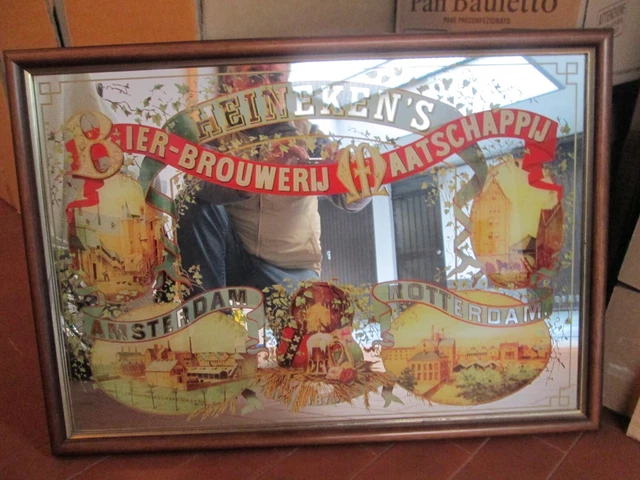 Quadro A Specchio Pubblicitario "Birra Heineken " - Vintage - Modernariato