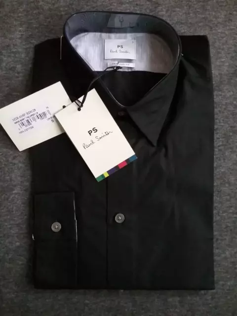 Paul Smith Mens Classic Black Long Sleeve Shirt  Tailored Fit size Small  (BNWT)