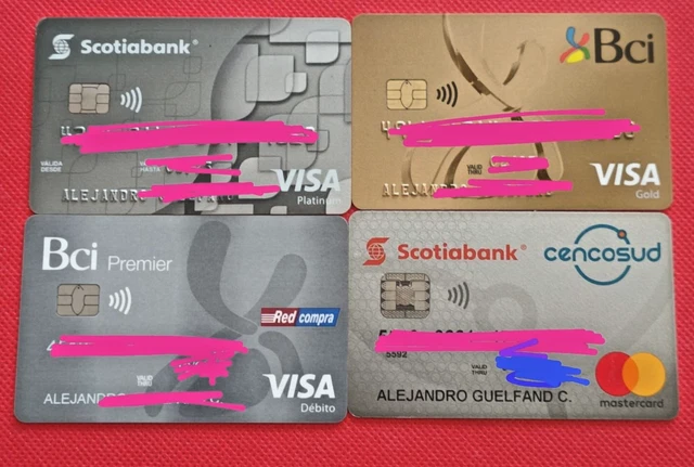 4 Credit Cards From Chile Visa Mastercard Master Card Lot