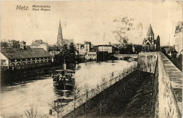 CPA Lorraine Moselle METZ Bridge Medium Canoe (984524)