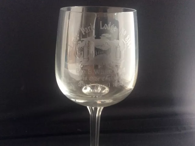 Masonic Wine Glass Crystal Etched Lever Park Lodge No 8144 Ladies Masons Night 2