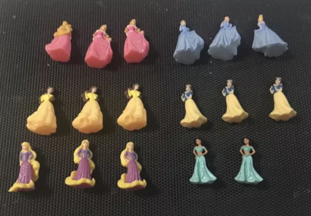 Disney Birthday Cake Toppers 17 Small Disney Princesses- 5cms Approx Preloved GC
