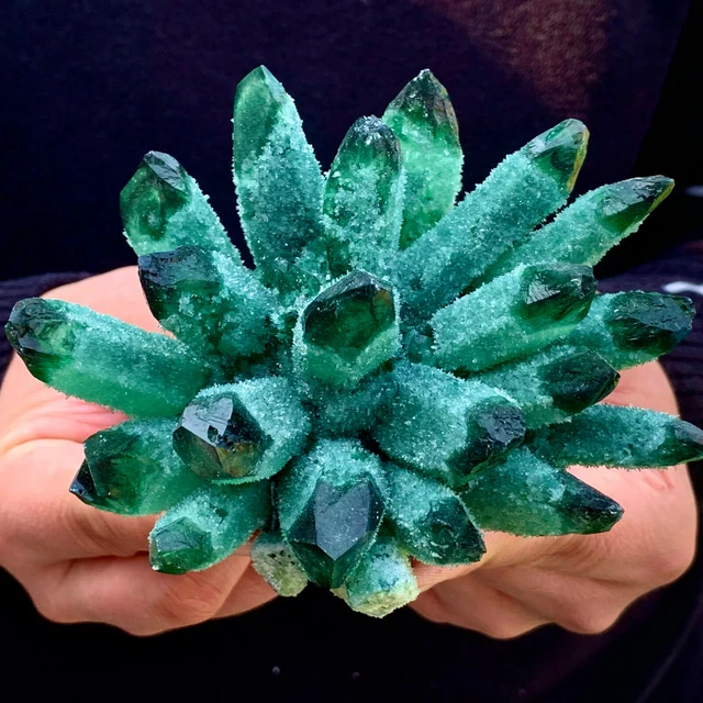 503G New Find green  PhantomQuartz Crystal Cluster MineralSpecimen 708