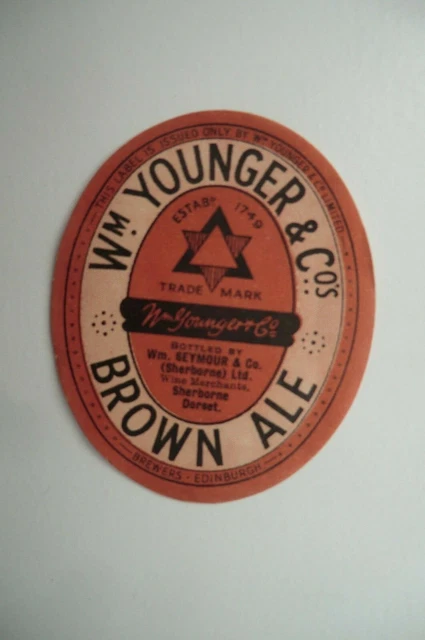 Wm Younger Edinburgh Brown Ale Bottled Seymour Sherborne Brewery Bottle Label T2