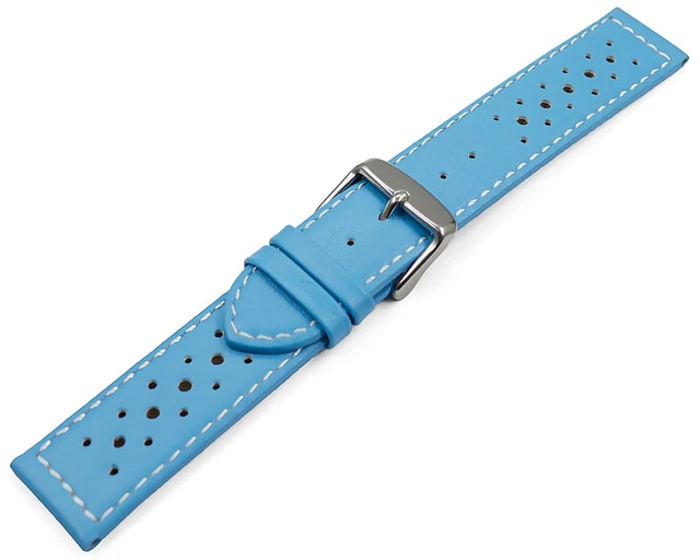 Bracelet De Montre HERMÈS En Cuir De Veau Bleu - Largeur 20mm, Occasion, Pour Collectionneurs