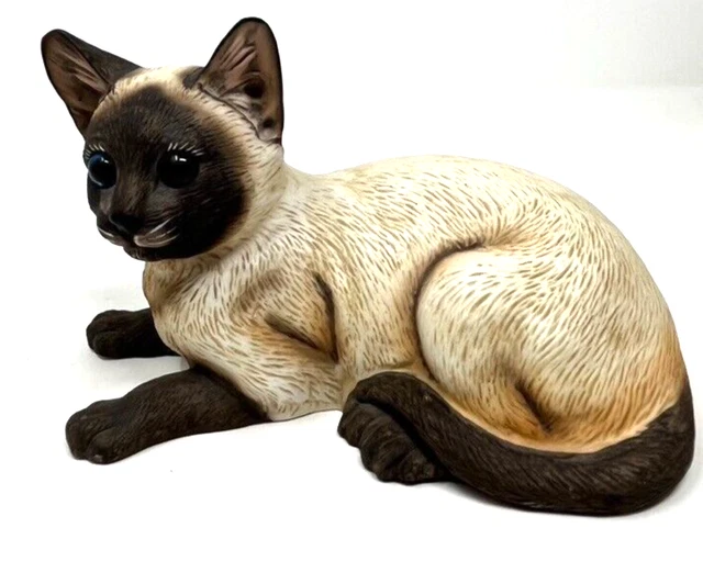 Vintage Hand Painted SIAMESE CAT Kitten FIGURINE Ceramic