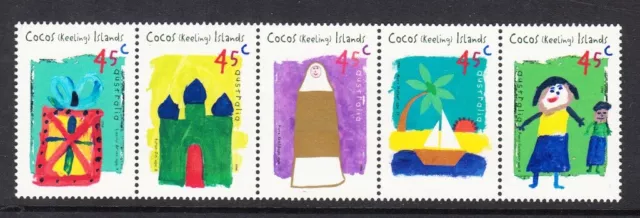 1998 Cocos (Keeling) Islands  - Festive Season Childrens Painting MNH Strip of 5