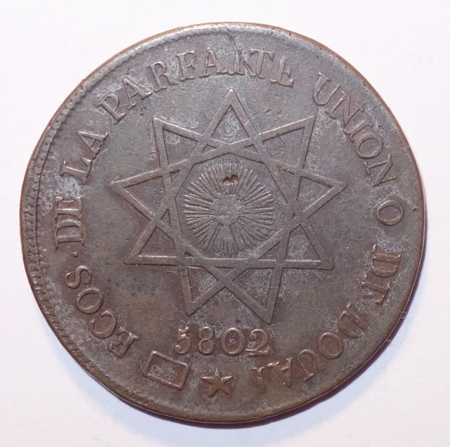 Jeton maçonnique, Orient de Douai, la Parfaite union. Paris. 5802 (1802) !!