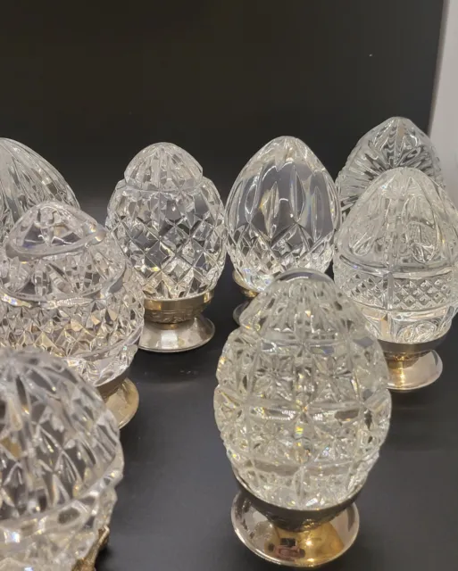 (12 - Twelve) Annual Waterford Crystal Decorative Eggs with Stands, no box. Rare