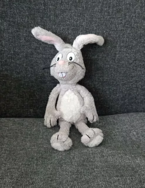 A8- Doudou peluche lapin gris rose Ravensburger
