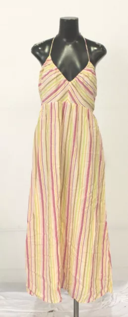 Old Navy Women's Fit & Flare Striped Halter Maxi Dress AH4 Multicolor Medium NWT