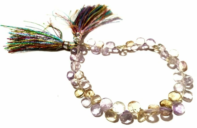 1 Strand Natural Ametrine Heart Faceted 5-7mm Ametrine Loose Beads 7"inch