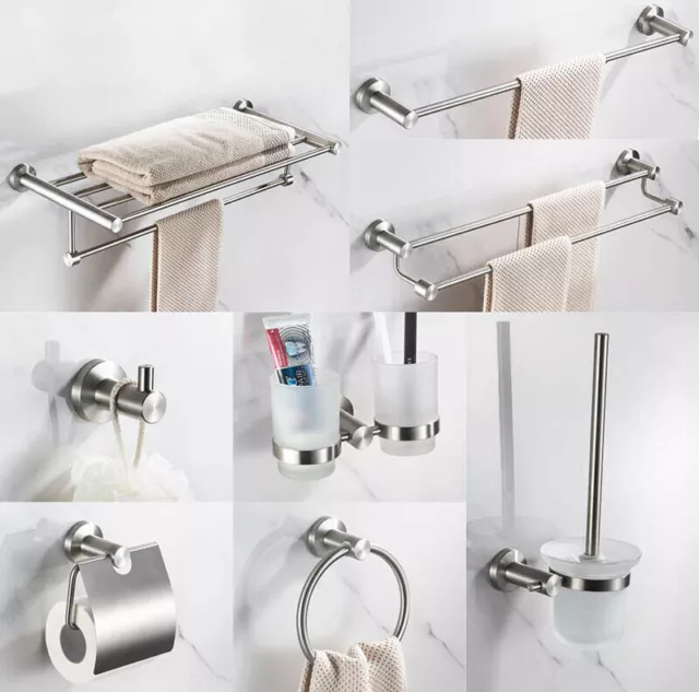 Bathroom Toilet Paper Holder Shower Soap Dish Robe Hook Bath Towel Rack Bar Set