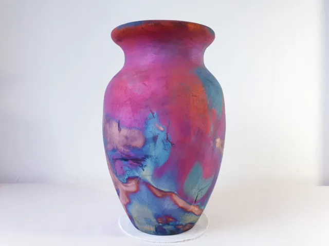 raku vase pottery copper matte american raku USA national ceramic art