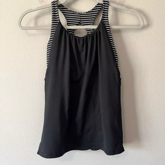 Ivivva by Lululemon Twist and Flow Tank Top Black/White Stripe Size Girls 10