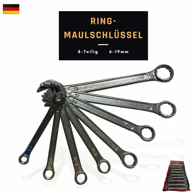 Ringmaulschlüssel Set 6-19mm 8-teilig + Tasche Maulschlüssel & Ringschlüssel 2