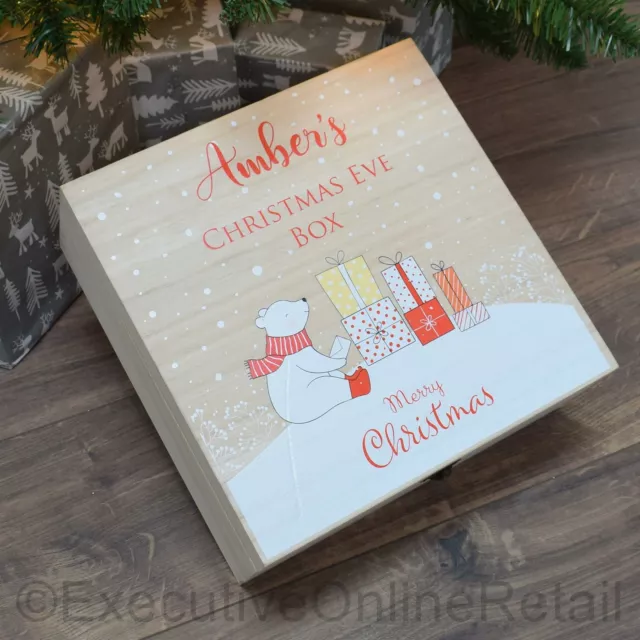 Christmas Eve Box Personalised Wooden Luxury Printed Xmas Box - Polar Bear