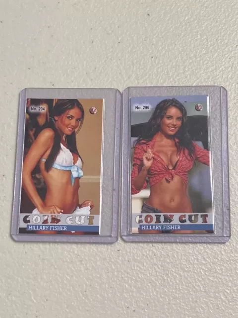 Hillary Fisher 2/3 LOT2 MH PLAYBOY👙HOOTERS MODEL COIN CUT Tobacco cards🔥