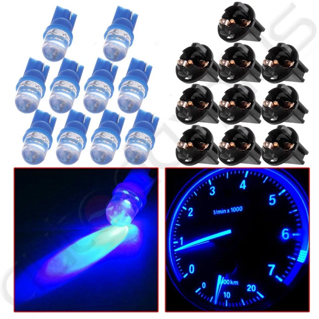 10X Blue T10 194 921 LED Instrument Cluster Panel Lights w/ Twist Lock Socket