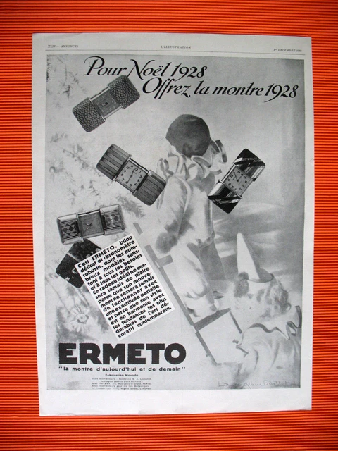 Publicite De Presse Ermeto Montre Horlogerie Pour Noel Cadeau Ideal Ad 1928