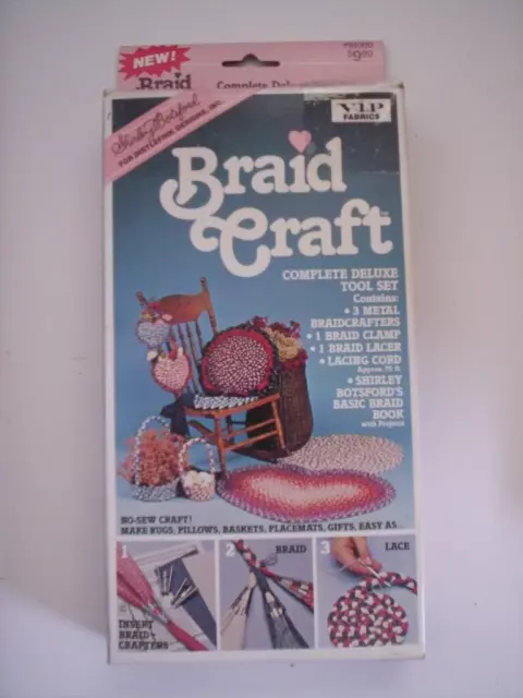 VTG Braid Craft Kit Shirley Botsford Complete Rugs Pillows Baskets Braiding