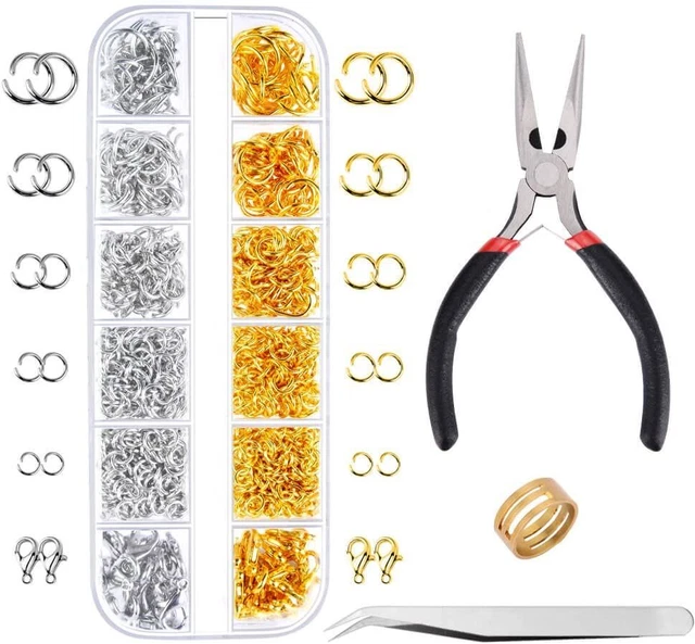 Anillos de salto abiertos Paxcoo 1200 piezas y broches de langosta joyería oro, plata