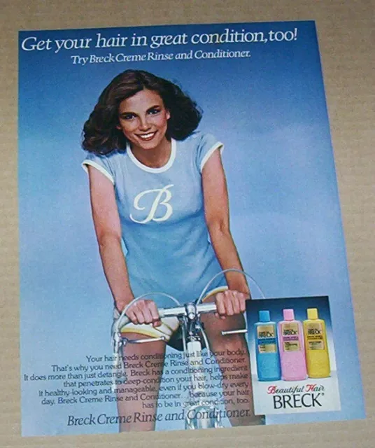 1978 print ad page - Breck beautiful hair cute Girl on Bike vintage Advertising
