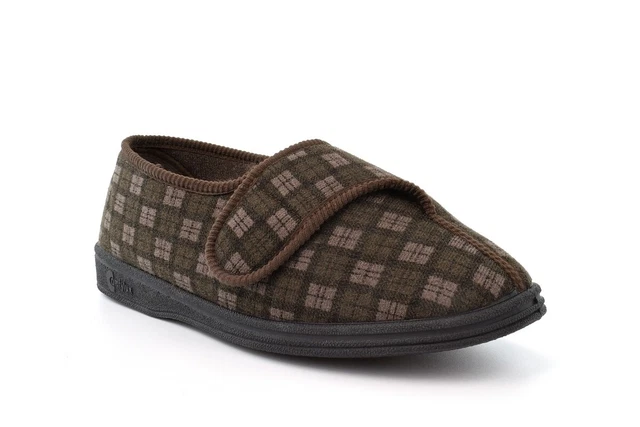 Pantofole da uomo larghe vestibilità lavabili pantofole da uomo chiusura touch (larghezza EE)