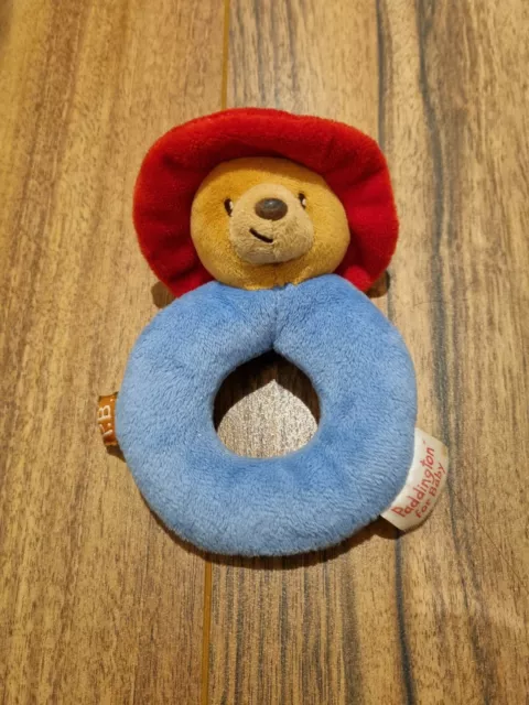 PADDINGTON BEAR baby ring loop rattle comforter rainbow designs toy play