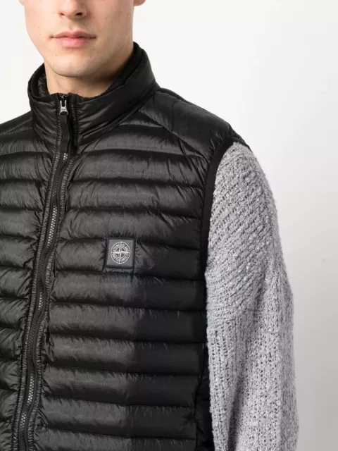 STONE ISLAND Sleeveless Bio-Based Down-Filled Quilted Nylon Ripstop Vest, Black 2