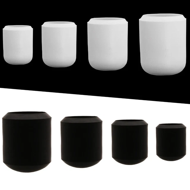 BLACK/WHITE HEAVY DUTY RUBBER FERRULES Chair Stool Table Feet Grip Tip