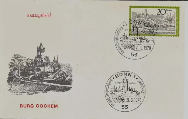 BRD FDC MiNr 649 (4) Fremdenverkehr (III): Cochem an der Mosel -Burg-Weinanbau-