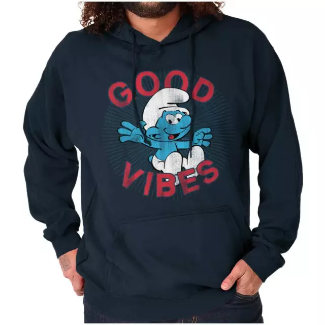 Smurfs Cartoon Good Vibes 1980s Cool Awesome Hoodie Hooded Sweatshirt Men Women