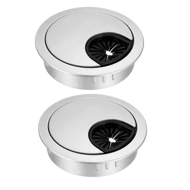 Cable Hole Cover, 2" Zinc Alloy Desk Grommet, 2 Pcs (Silver Tone)