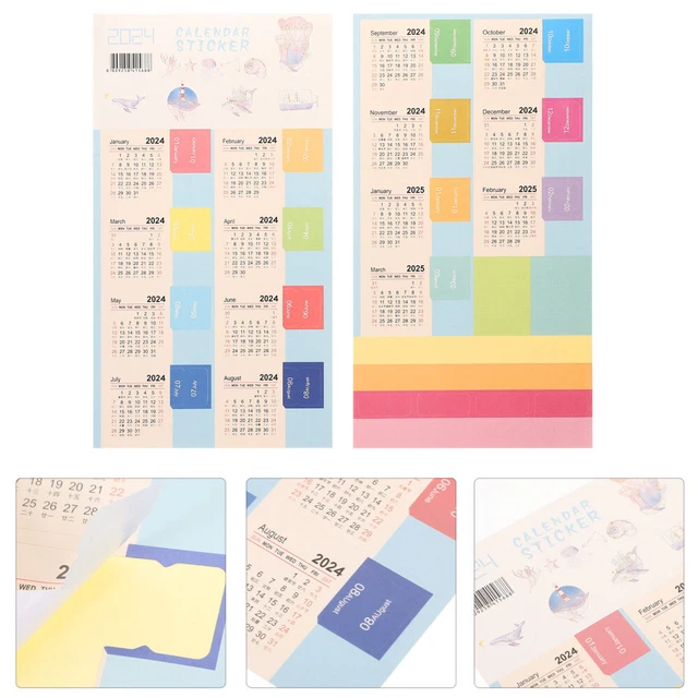 10 SETS 2024 Full Year Calendar Index Label Sticker 4pcs/set £9.18