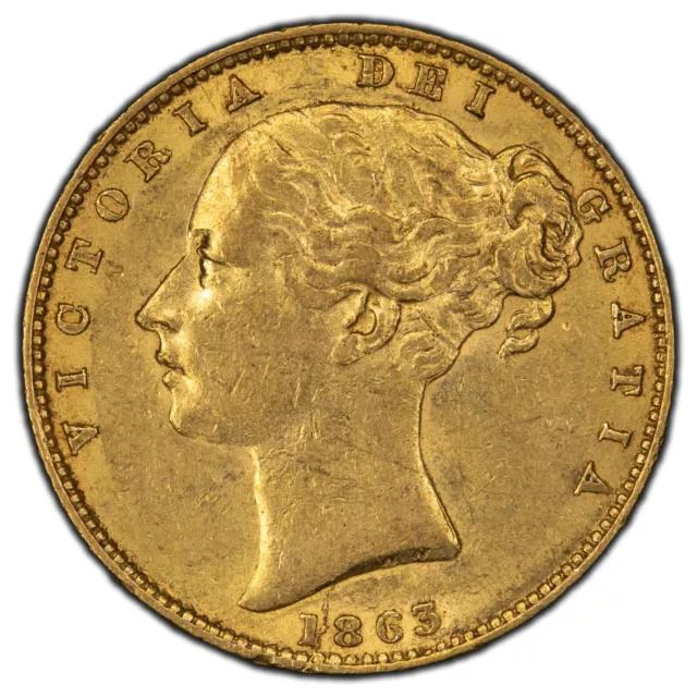 1863 Die #1 Great Britain Sovereign Gold Coin