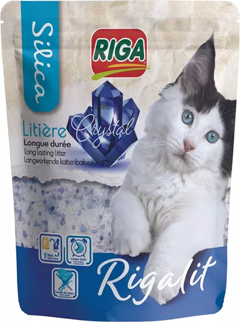 Crystal  Litière Pour Chat Absorbante D'Origine Minérale Gel De Silice 2,2 Kg