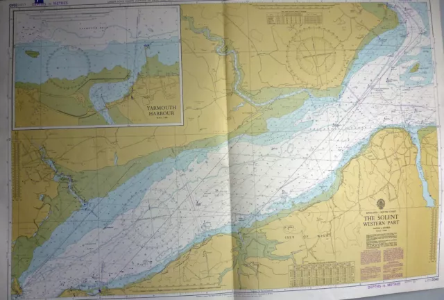 Vintage Chart/ Map  The Solent Western Part July 1977  28 X 41 Inches    71