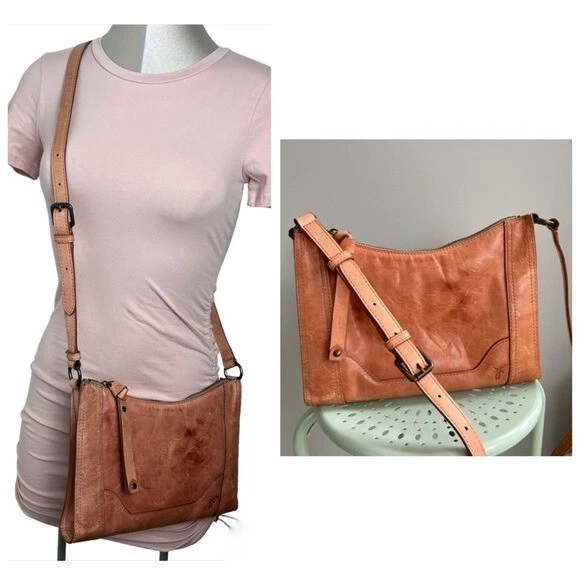 Frye Melissa Crossbody Leather Bag in Dusty Rose NEW Distressed Look