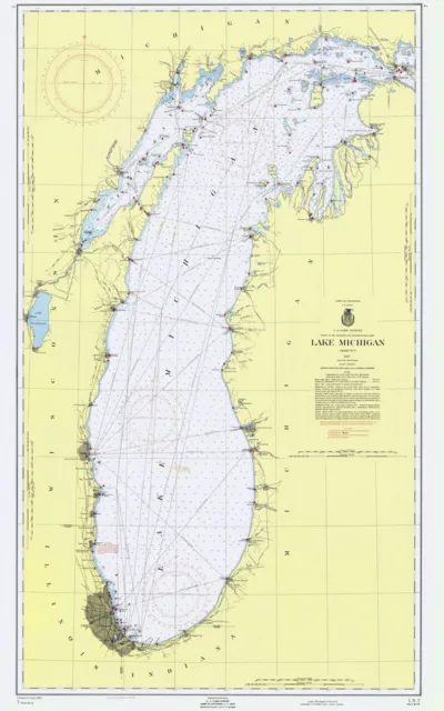 1957 Nautical Map of Lake Michigan